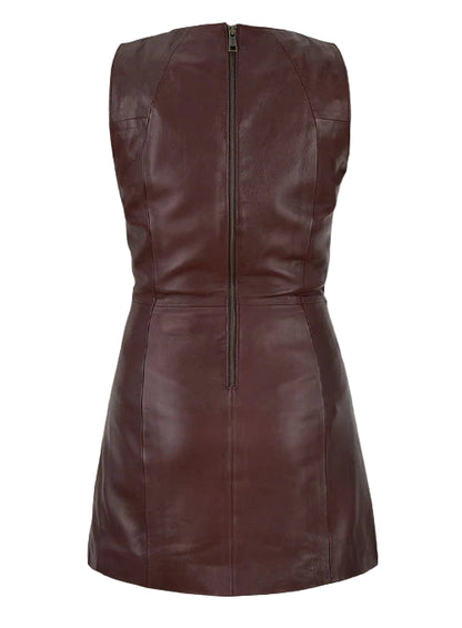 Soft Maroon Wax Miller Leather Dress