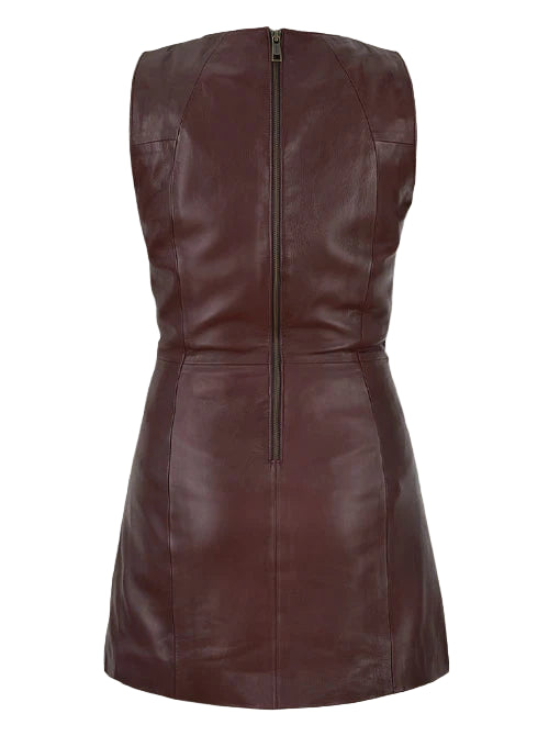 Soft Maroon Wax Miller Leather Dress