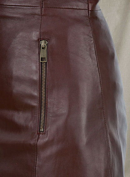 Soft Maroon Wax Miller Leather Dress