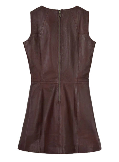 Soft Maroon Wax Miller Leather Dress
