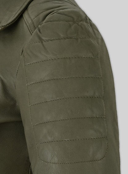 Stylish Olive Green Biker Jacket for Women