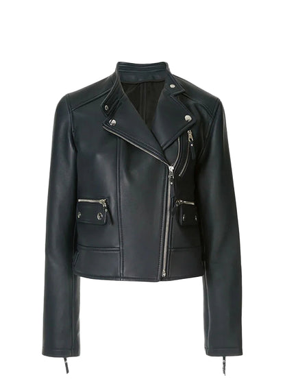 Stylish Women's Blue Motorcycle Jacket