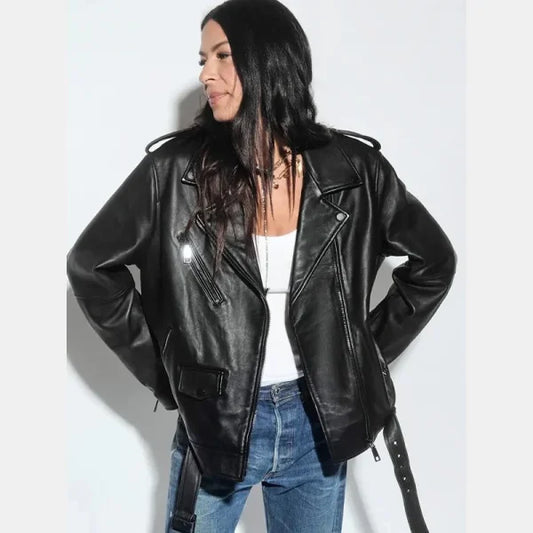 Super Bowl LIX Tabitha Oversized Moto Jacket