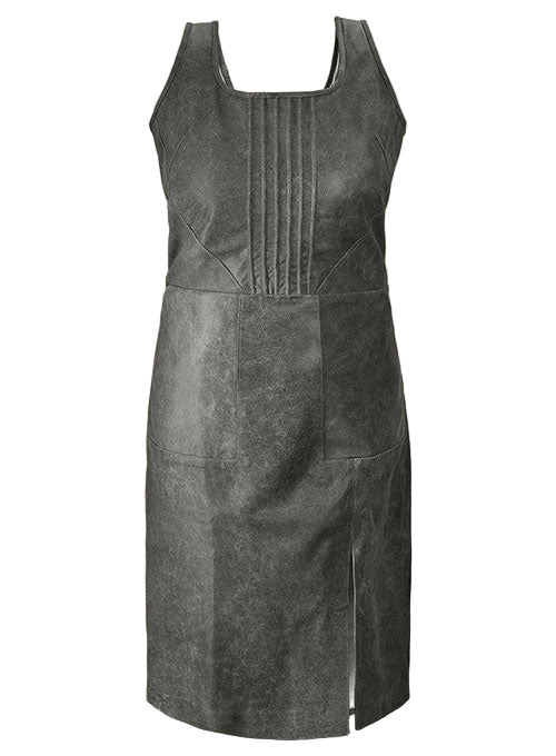 Vintage Dirty Gray Neve Campbell Leather Dress