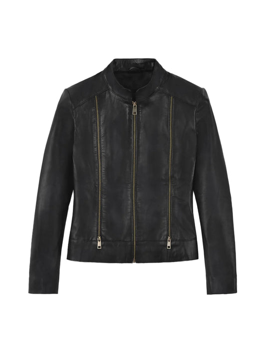 Women’s Black Slim Fit Biker Leather Jacket