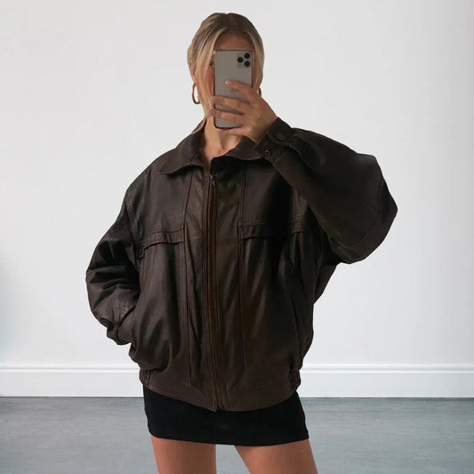 Women's Oversized Leather Jacket