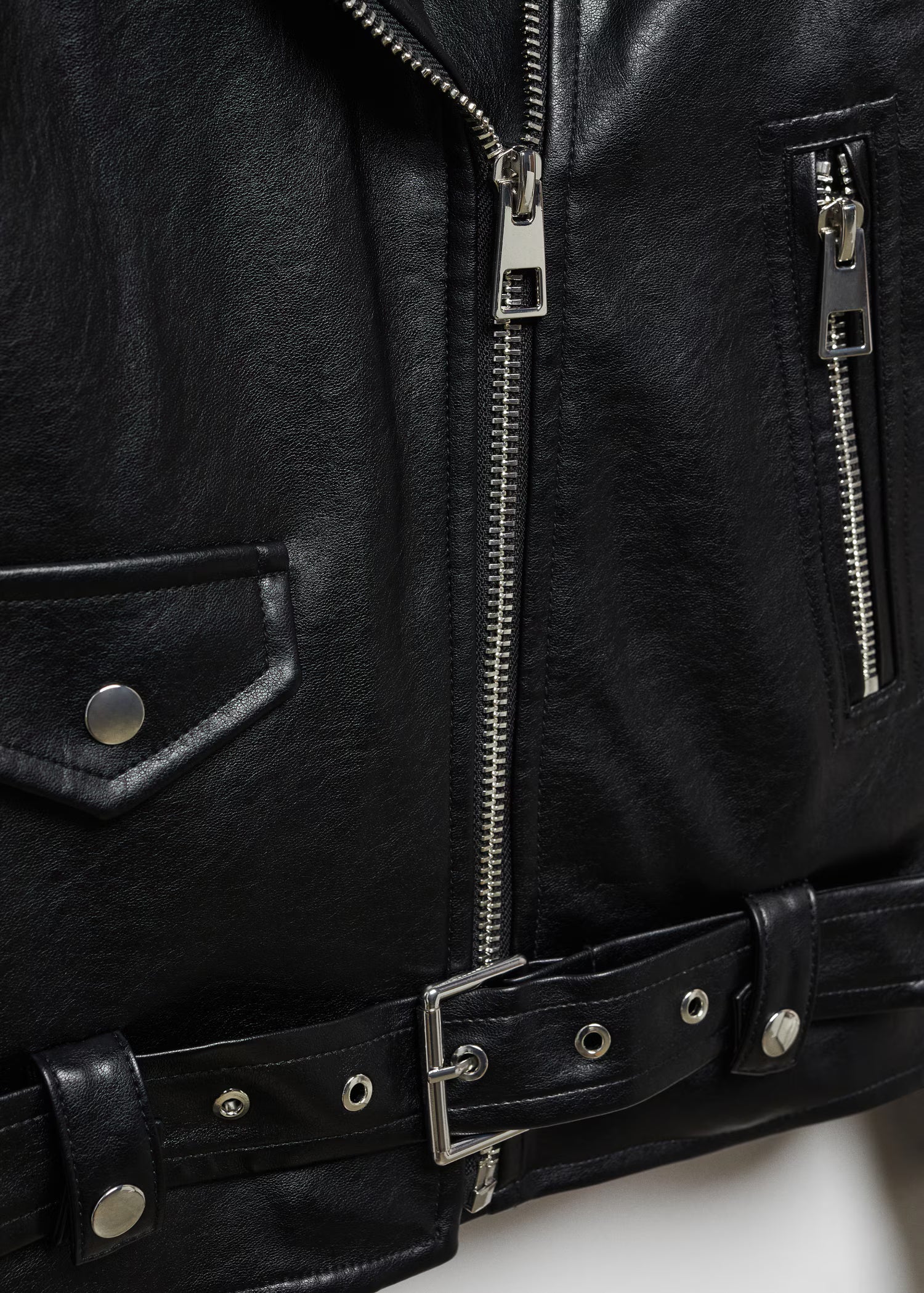 Womens Oversized Leather Effect Jacket