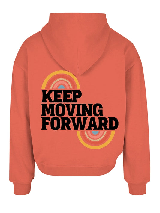 Keep Moving Forward Custom Hoodie Orange Retro Motivational Pullover