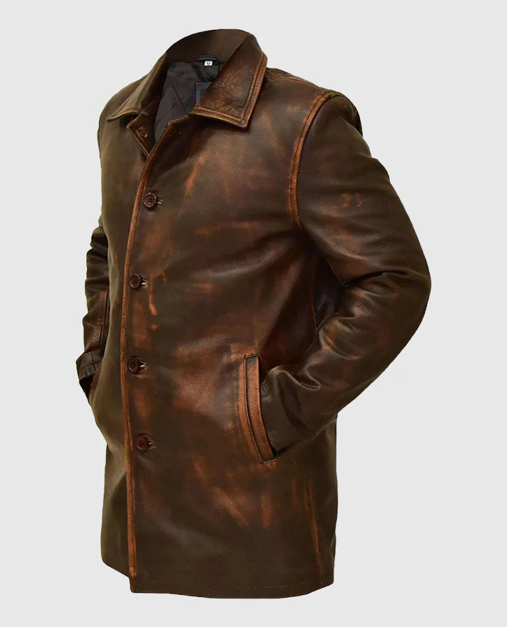 men's leather trench coat