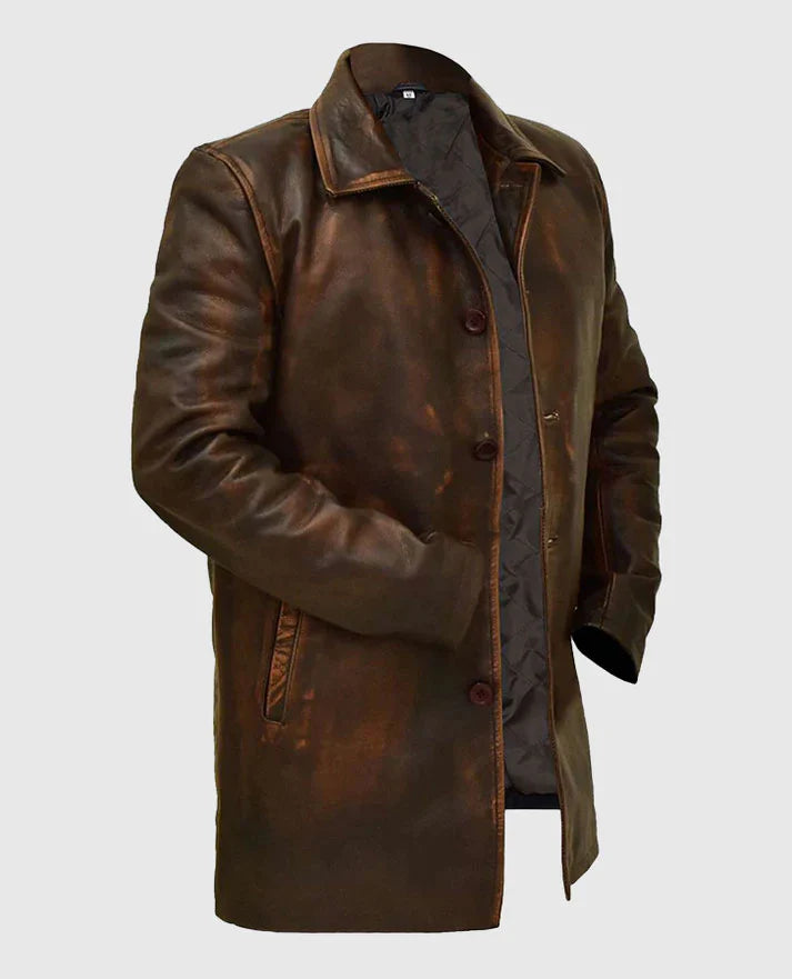 men's leather trench coat