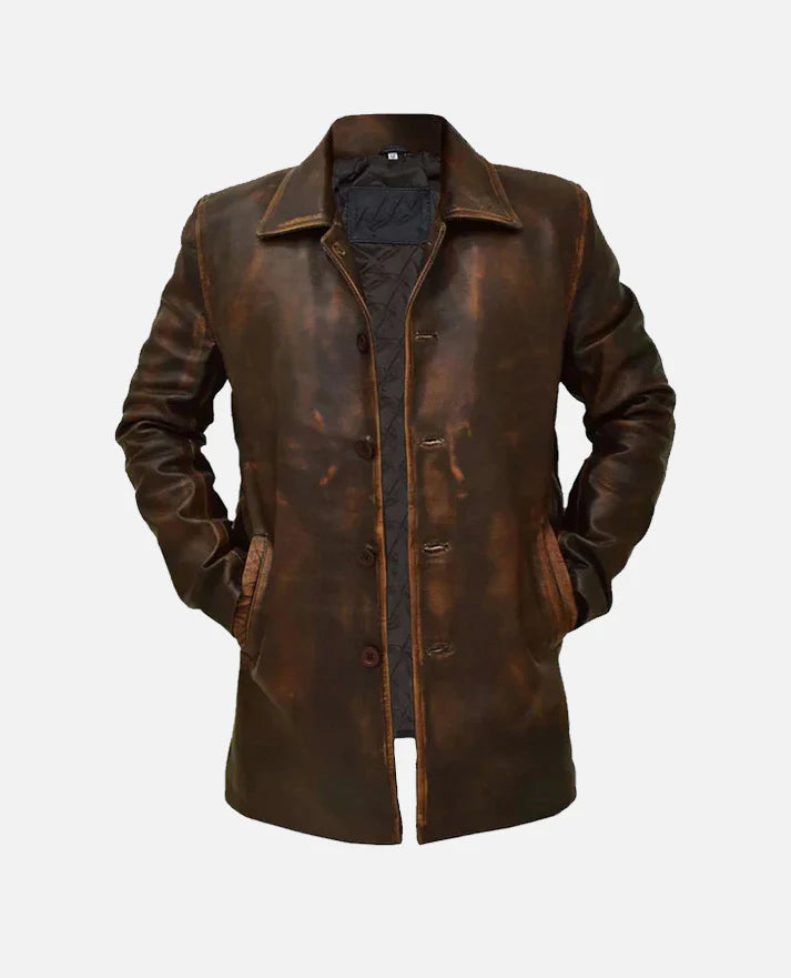 men's leather trench coat