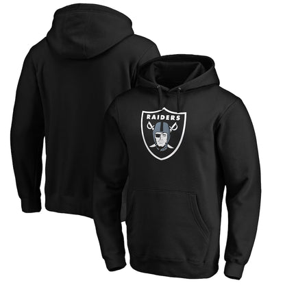 mens black las vegas raiders primary logo fitted pullover hoodie