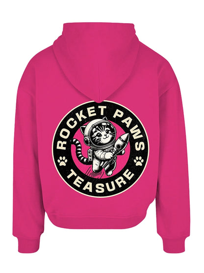 Rocket Paws Custom Hoodie Pink Space Cat Graphic Pullover