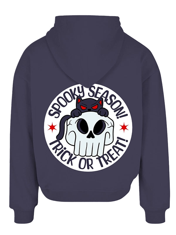 Spooky Season Hoodie Halloween Cat & Skull Pullover