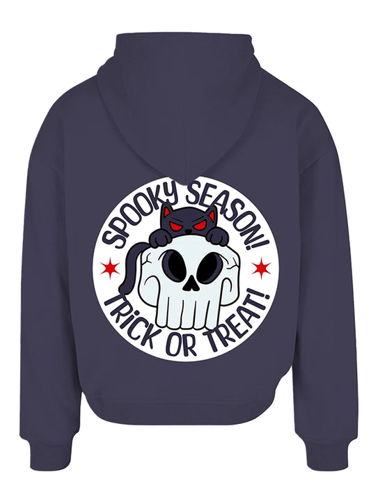 Spooky Season Hoodie Halloween Cat & Skull Pullover